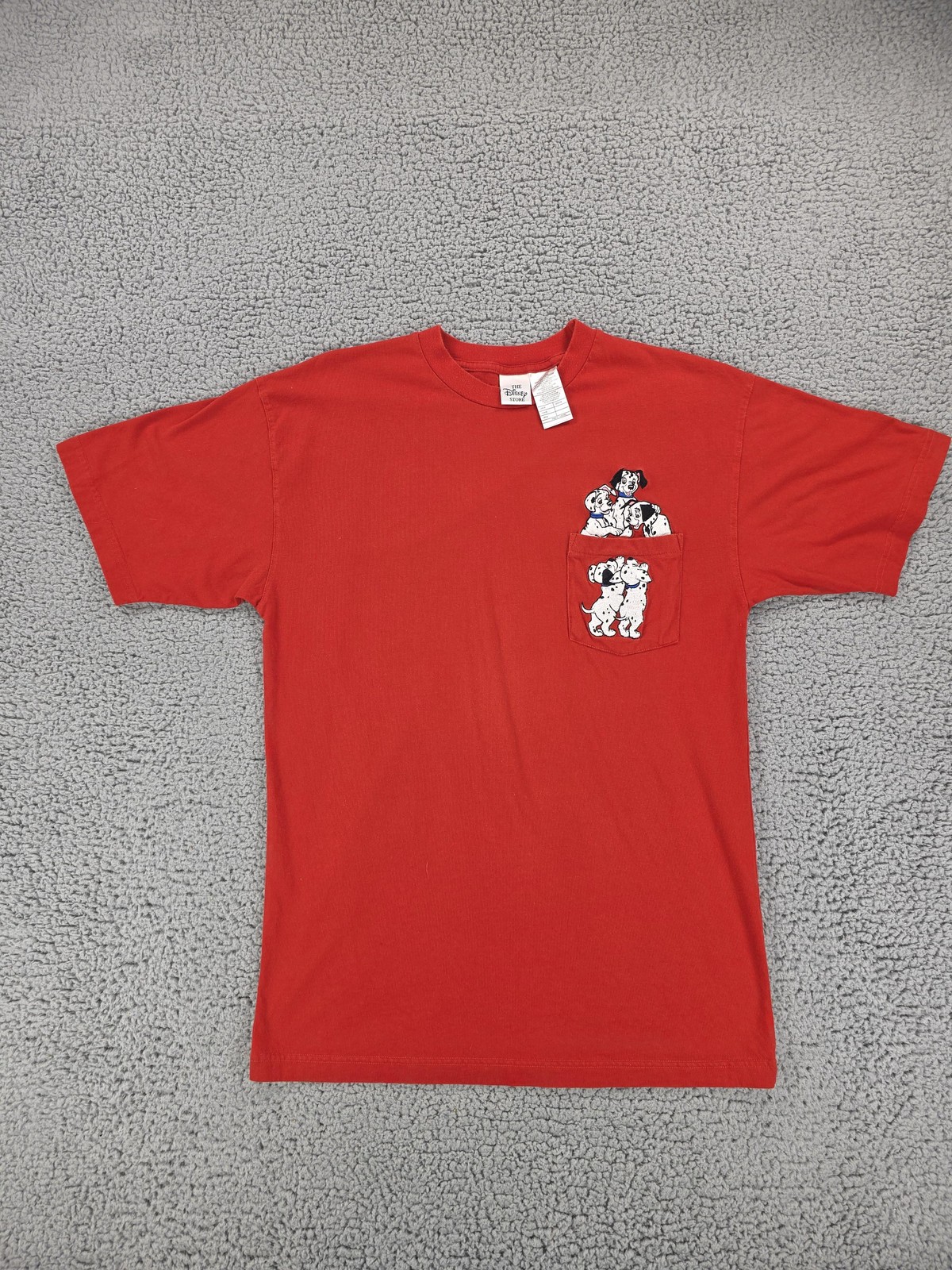 Disney 101 Dalmatians Shirt Mens Large Red Pocket Puppy Graphic Tee Disney Store