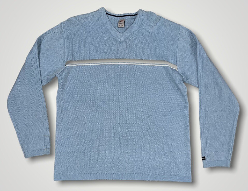 Anchor Blue Men’s Longsleeve V Neck Shirt Size Large Light Blue Acrylic