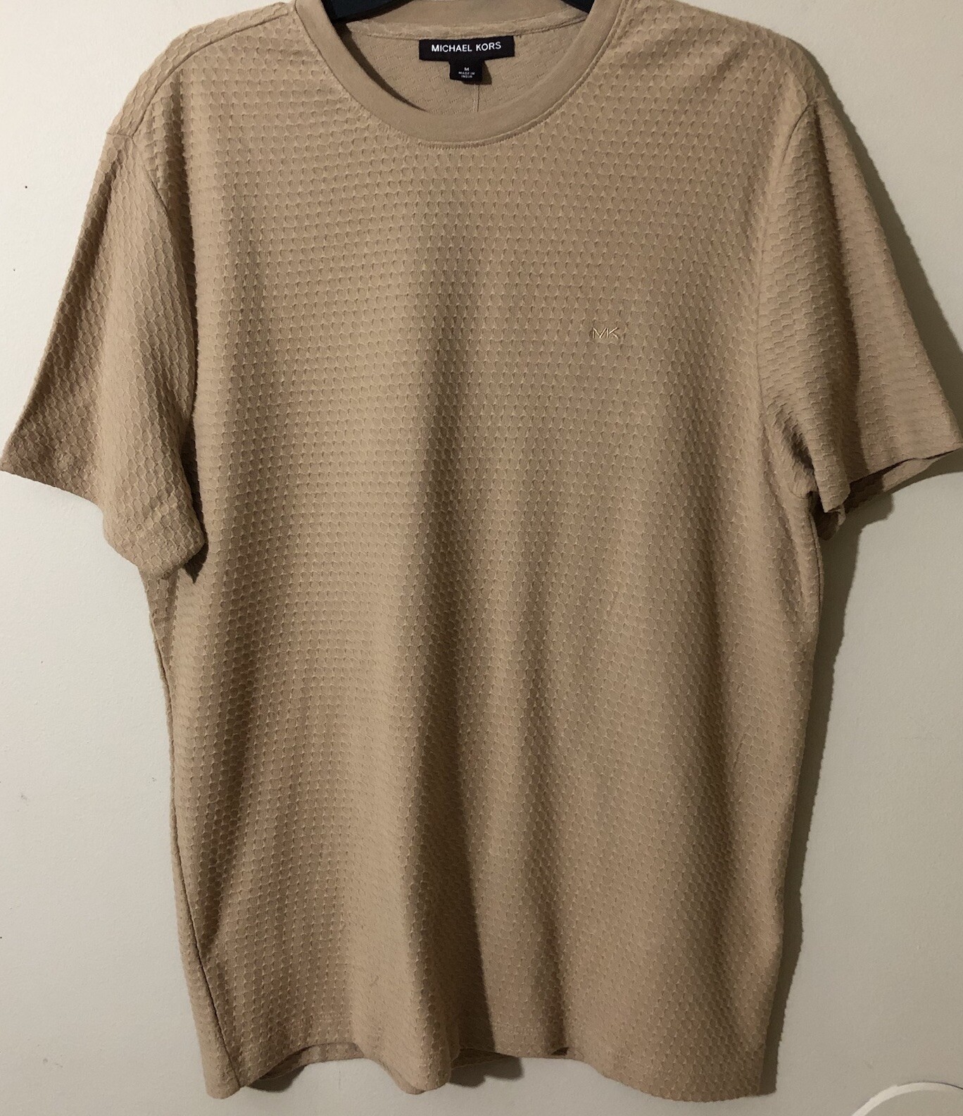 Michael Kors Men’s Textured T-Shirt Tee 100% Cotton Khaki Sz M New