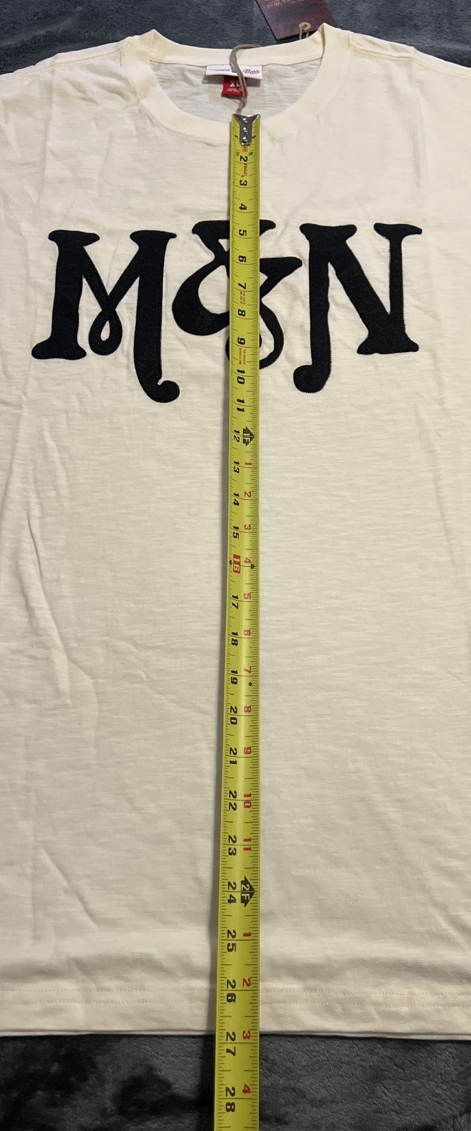 XL Mitchell & Ness Men Branded Heritage SS Slub Tee Vintage Logo Cream
