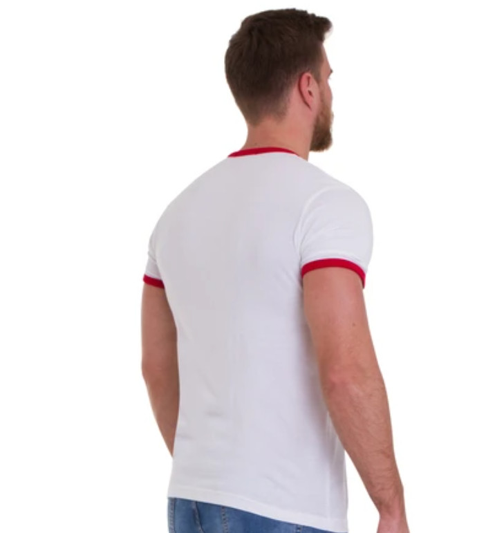New 60’s/70’s vintage retro mod style White rainbow striped across chest t shirt