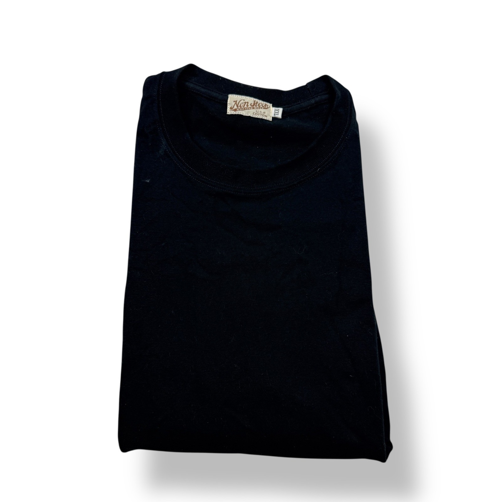 Non Stock Knitting Wear Mens XXL Black Cotton T Shirt USA Made Casual Comfort
