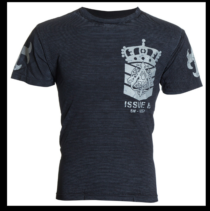 ARCHAIC by AFFLICTION Black COLD ACID Cross Short Sleeve Slim Fit Y2K T-shirt