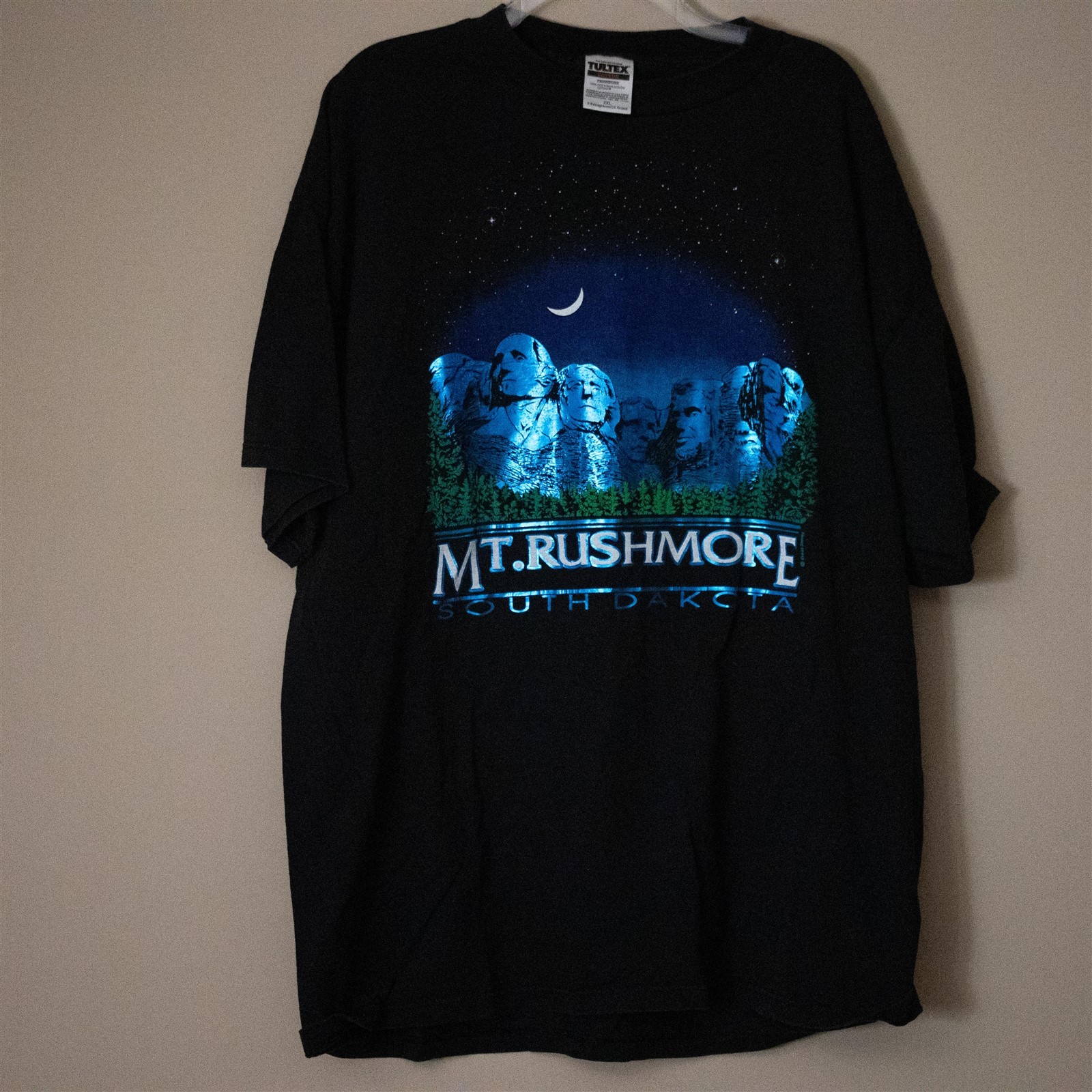 Mount Rushmore Vintage Cheesy Blue Reflective Foil Men’s T-Shirt Size 2XL