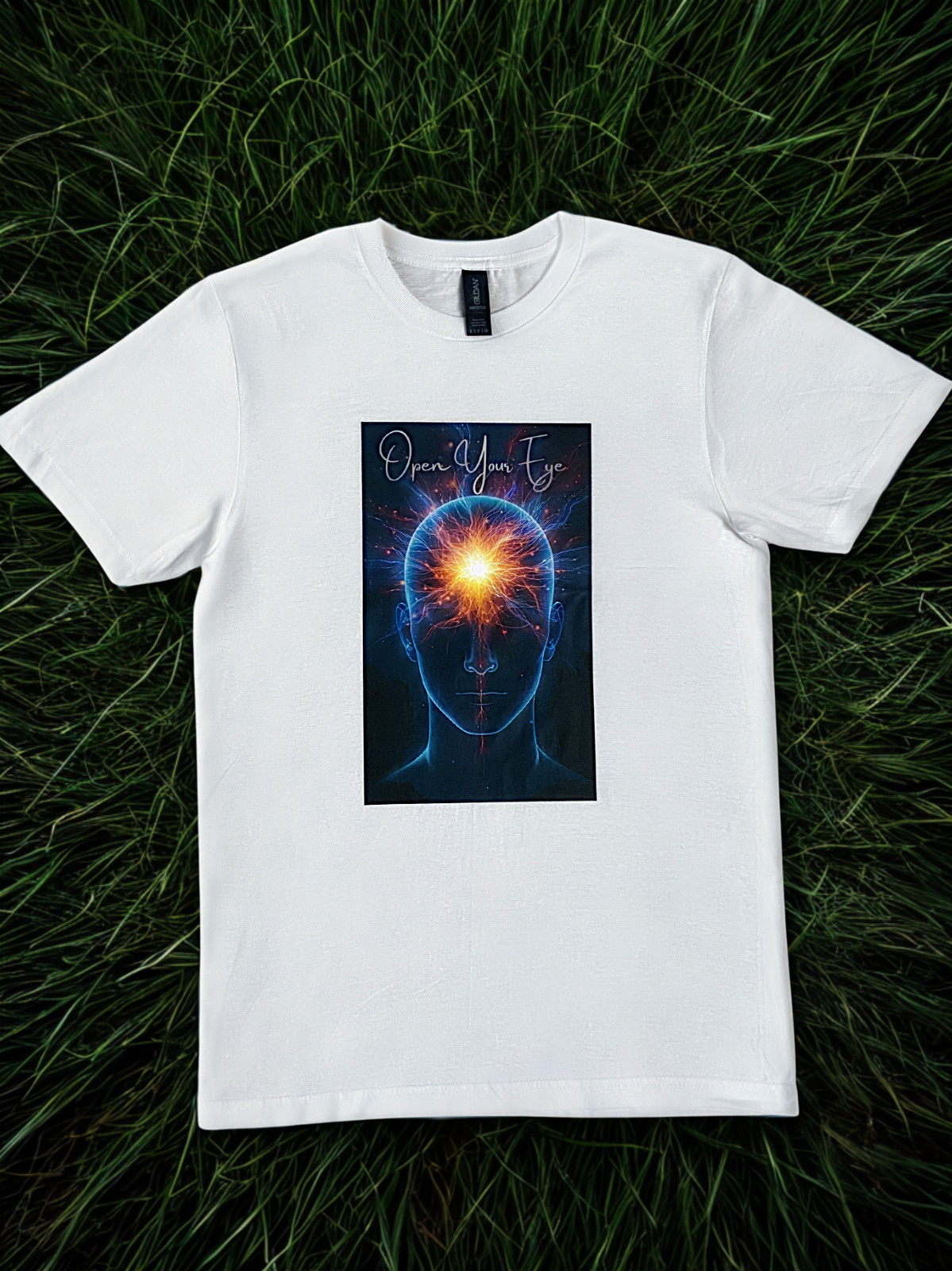 DTF Custom Made – OPEN YOUR EYE Short Sleeve T-Shirt – Black & White SML