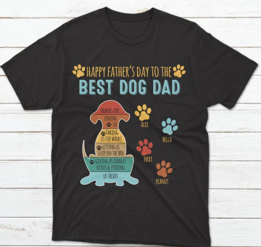 Happy Father’s Day To The Best Dog Dad Customizable Shirt S-234XL Cute