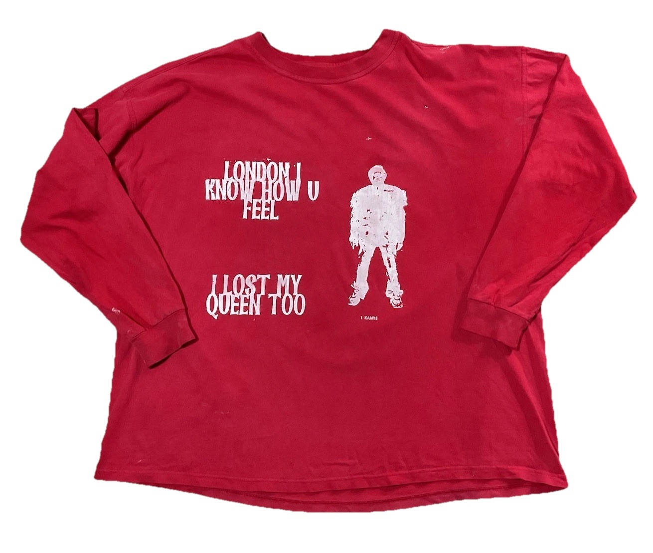 Kanye West RARE Ye Artwork London Unknown Long sleeve Heavy Shirt Red Rap HipHop