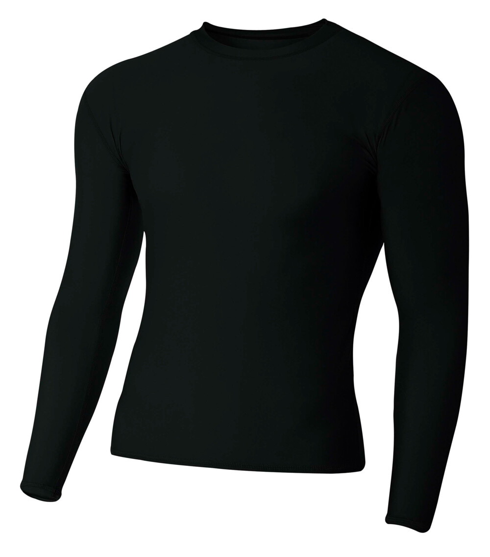 A4 Mens 80% Polyester 20% Spandex Long Sleeves Compression Crew T-Shirt N3133