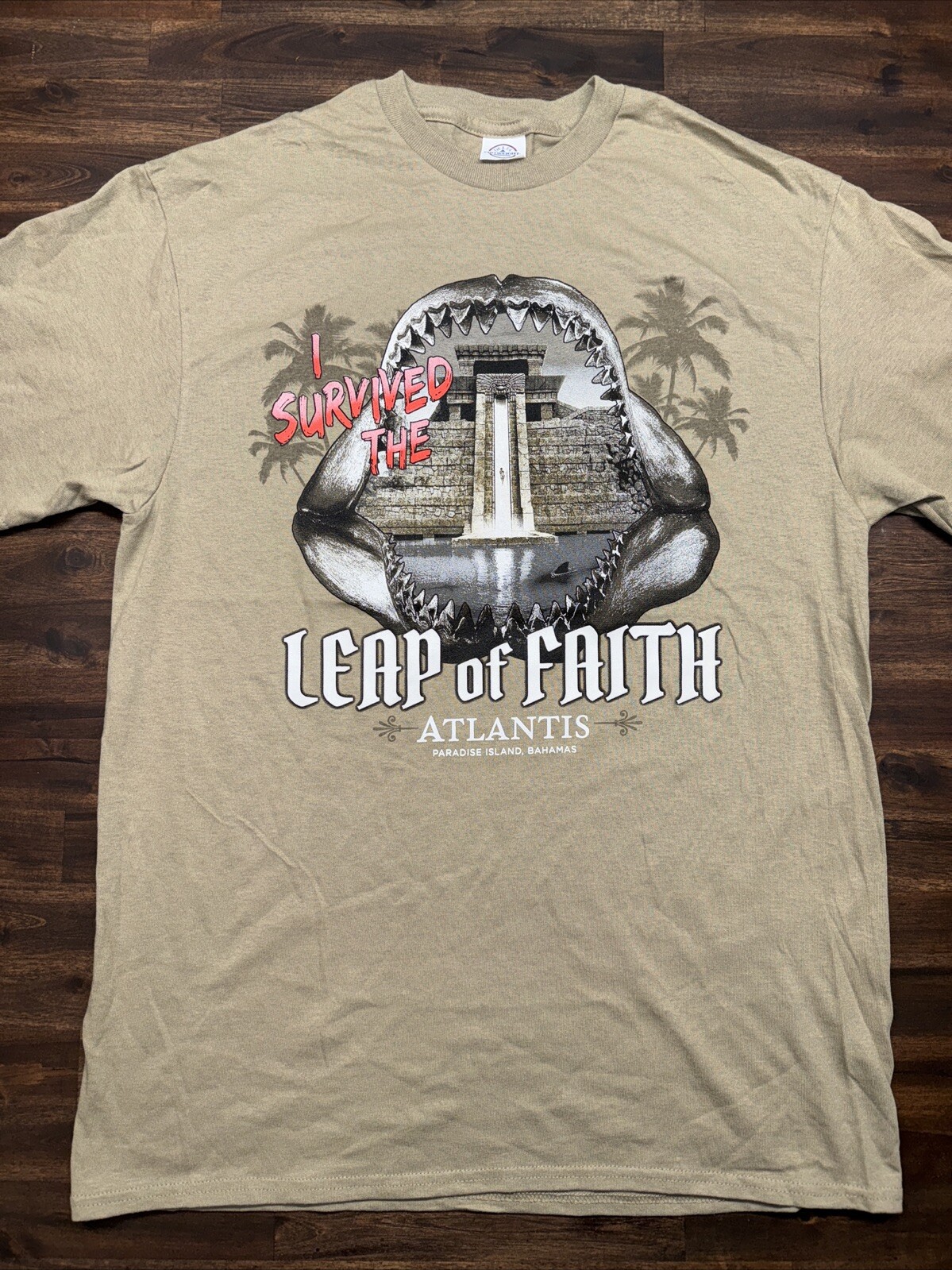 Atlantis Paradise Island Bahamas Shirt “I SURVIVED THE LEAP OF FAITH ” Sz XL New