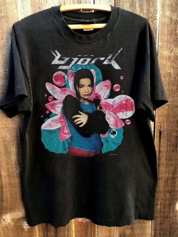 Rare Bjork 90s Retro style Black T shirt Vtg Unisex Men Women S-5XL