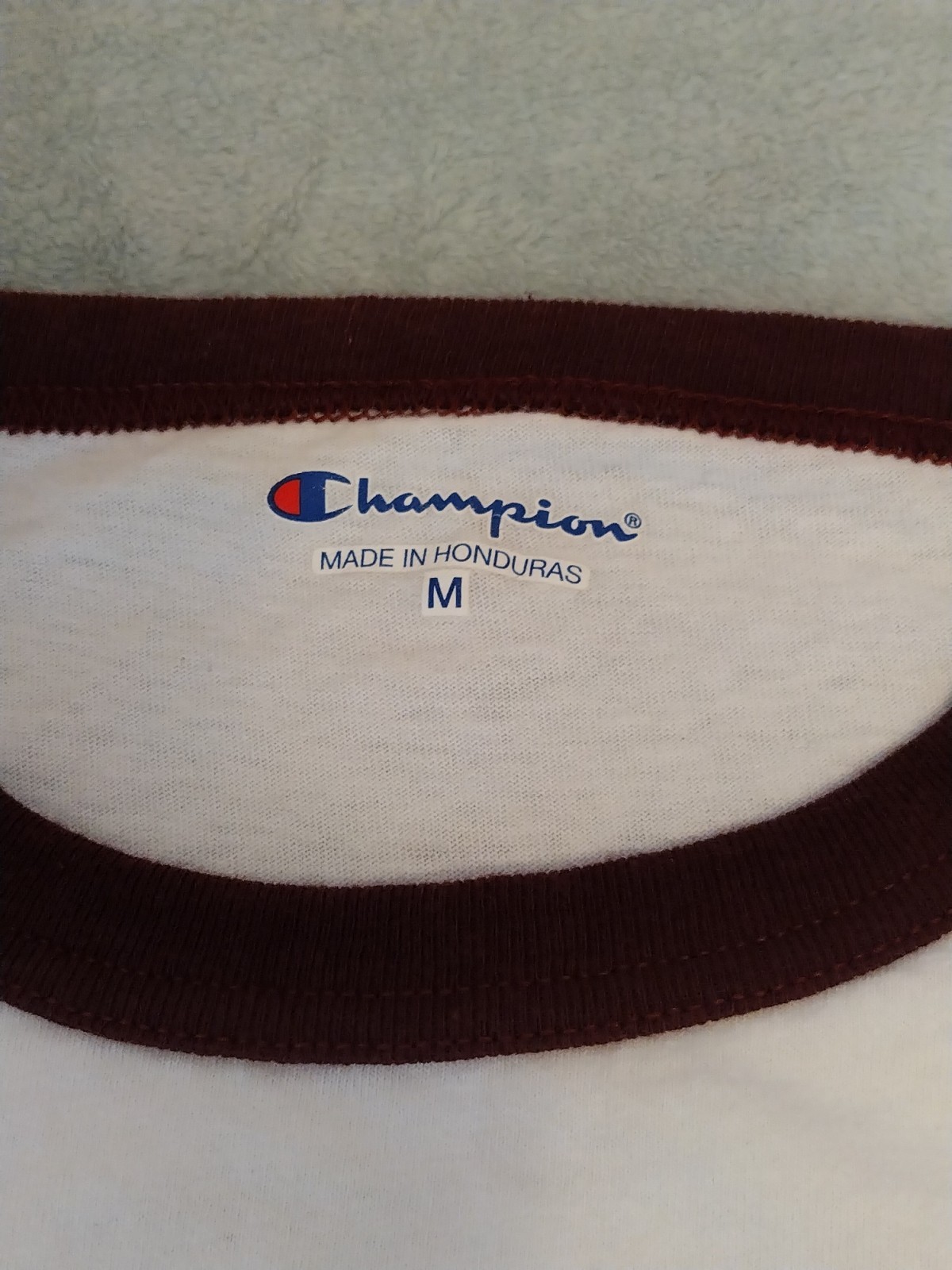 Champion Sealy Troh Unisex Raglan 3/4 Sleeve Baseball T-Shirt White & Burgundy