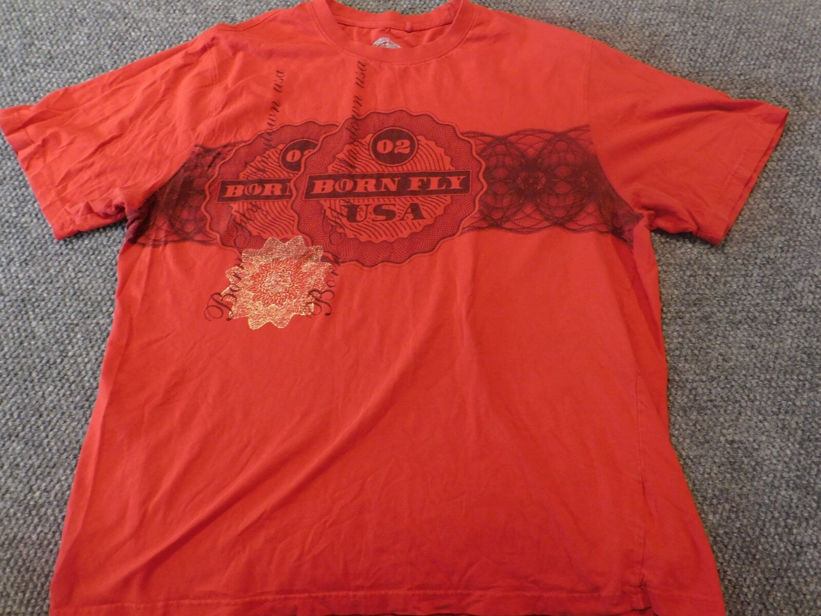 Born Fly Mens Shirt 2XL XXL Red graphic Eagle
