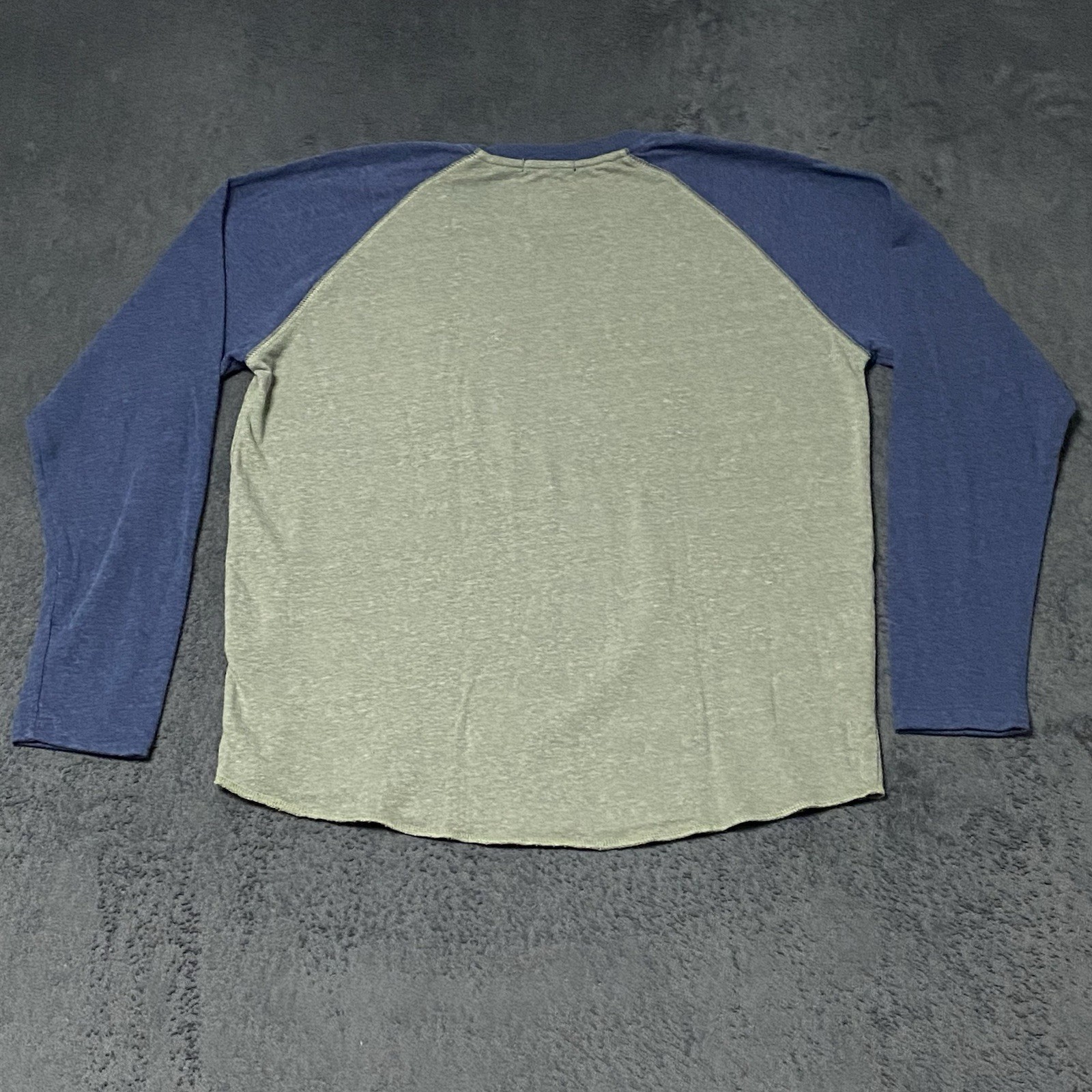 Marine Layer Baseball Jersey Style Raglan Shirt Mens M Blue Green Long Sleeve