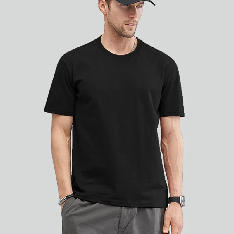 Oversize Cotton T-Shirt Men’s Short Sleeve Crew Neck Basic Casual Sportswear Tee