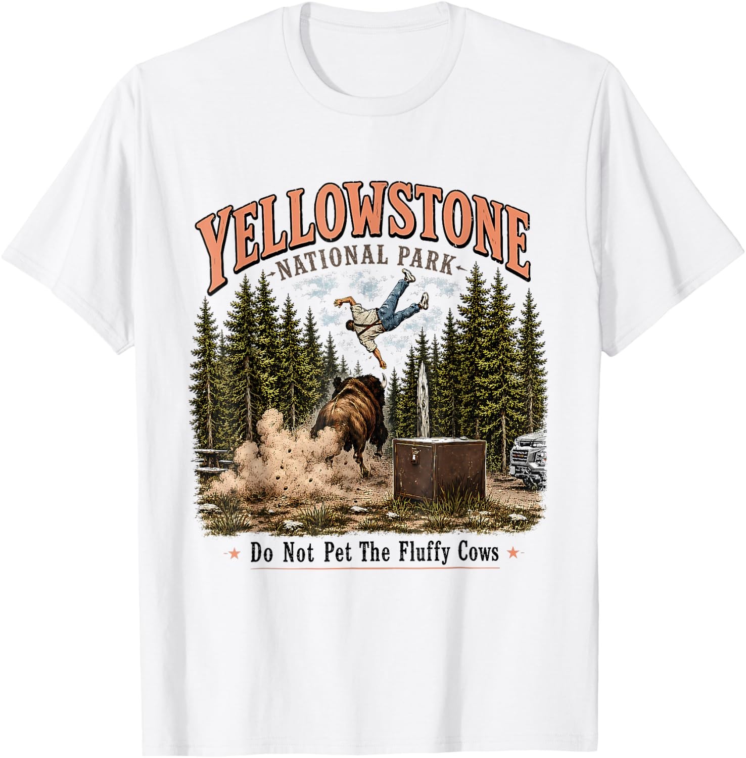 Yellowstone National Park Do Not Pet The Fluffy Cows Vintage T-Shirt