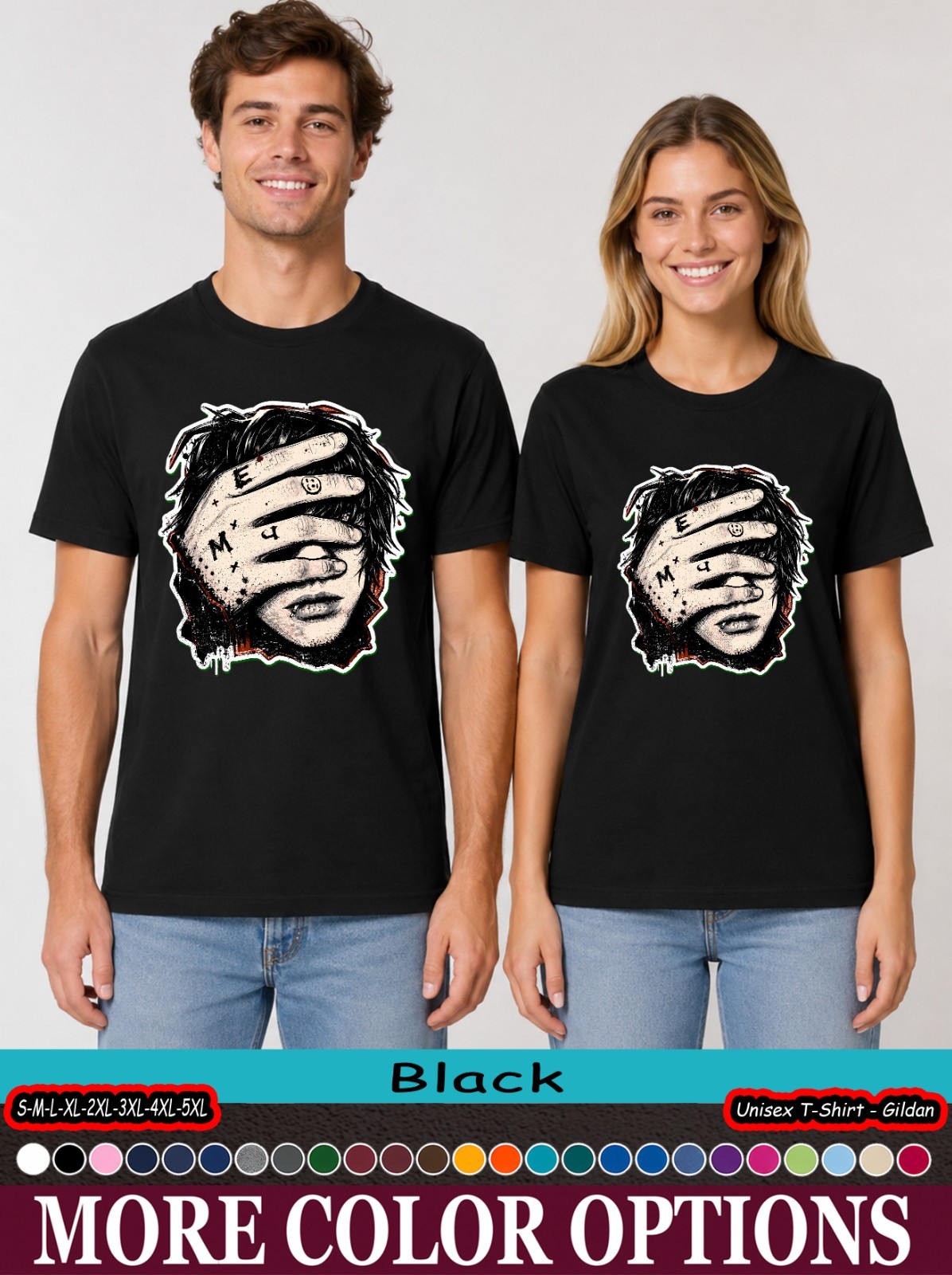 Alternative Grunge Face Covered Eyes Shirt, Emo Goth Graphic Tee