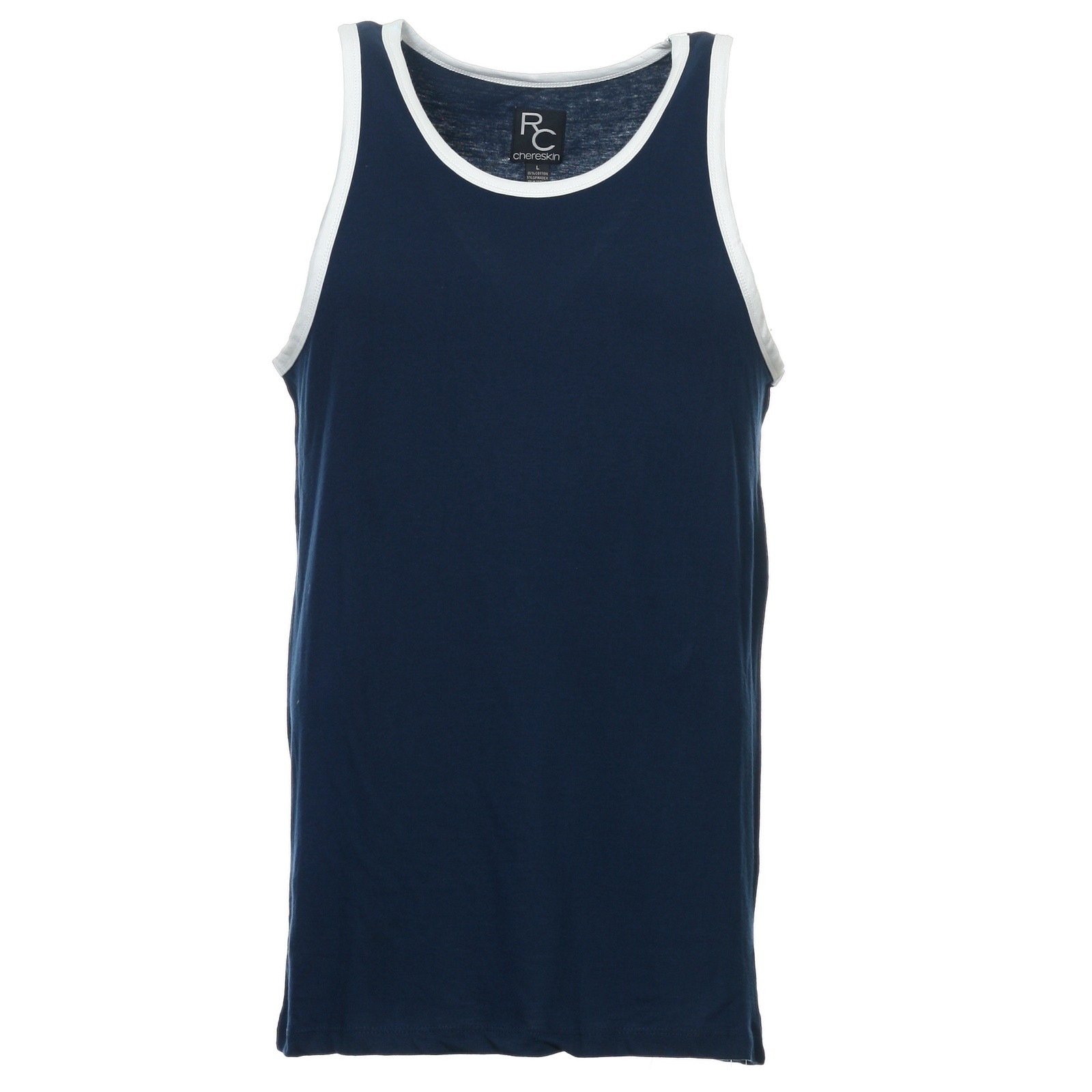 Ron Chereskin Mens Tank Top Sz M Blue Cotton Spandex Sleeveless Scoop Neck Basic