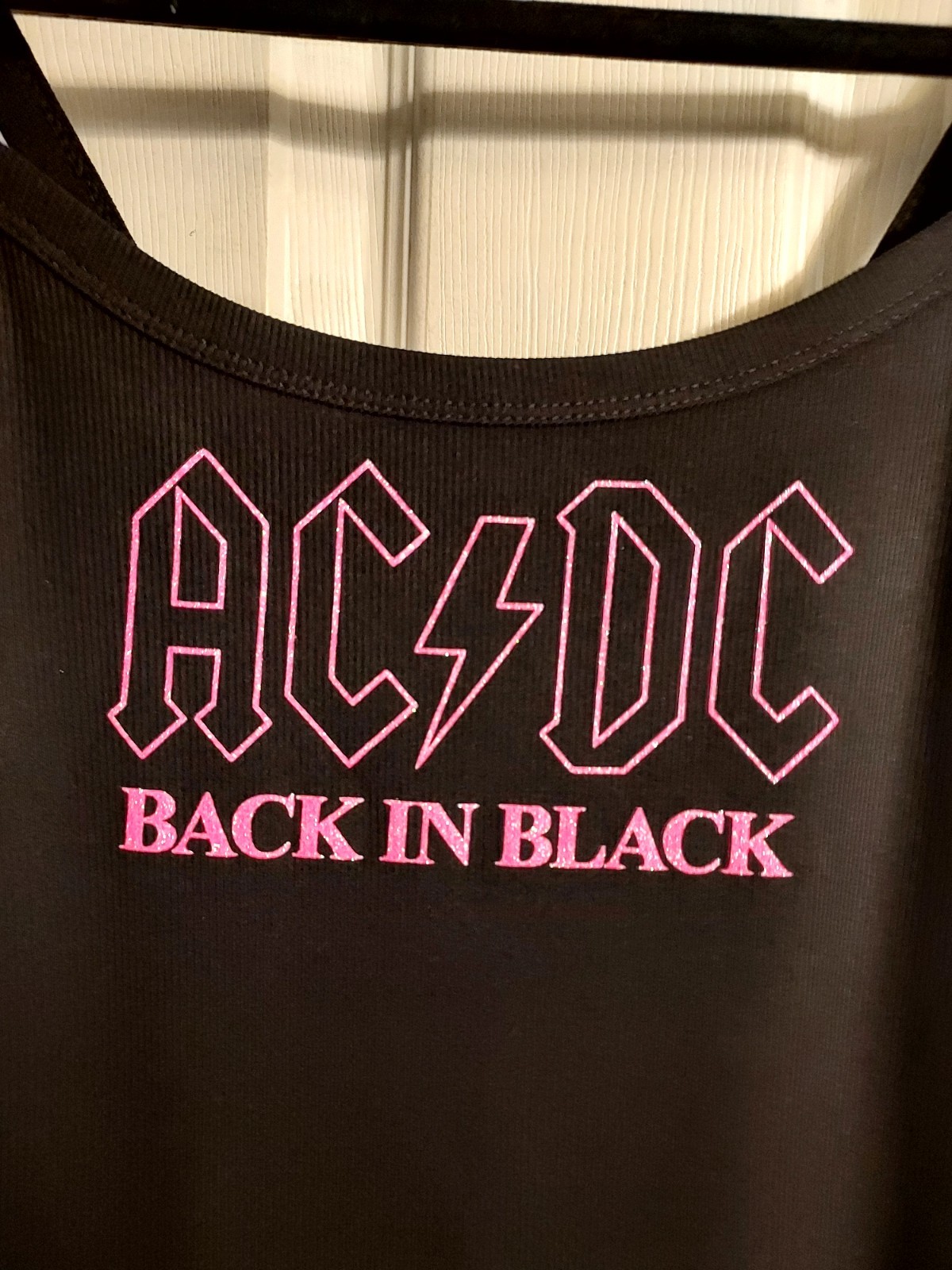 acdc tank top back in black Pink Glitter power up tour acdc crop top acdc shirt