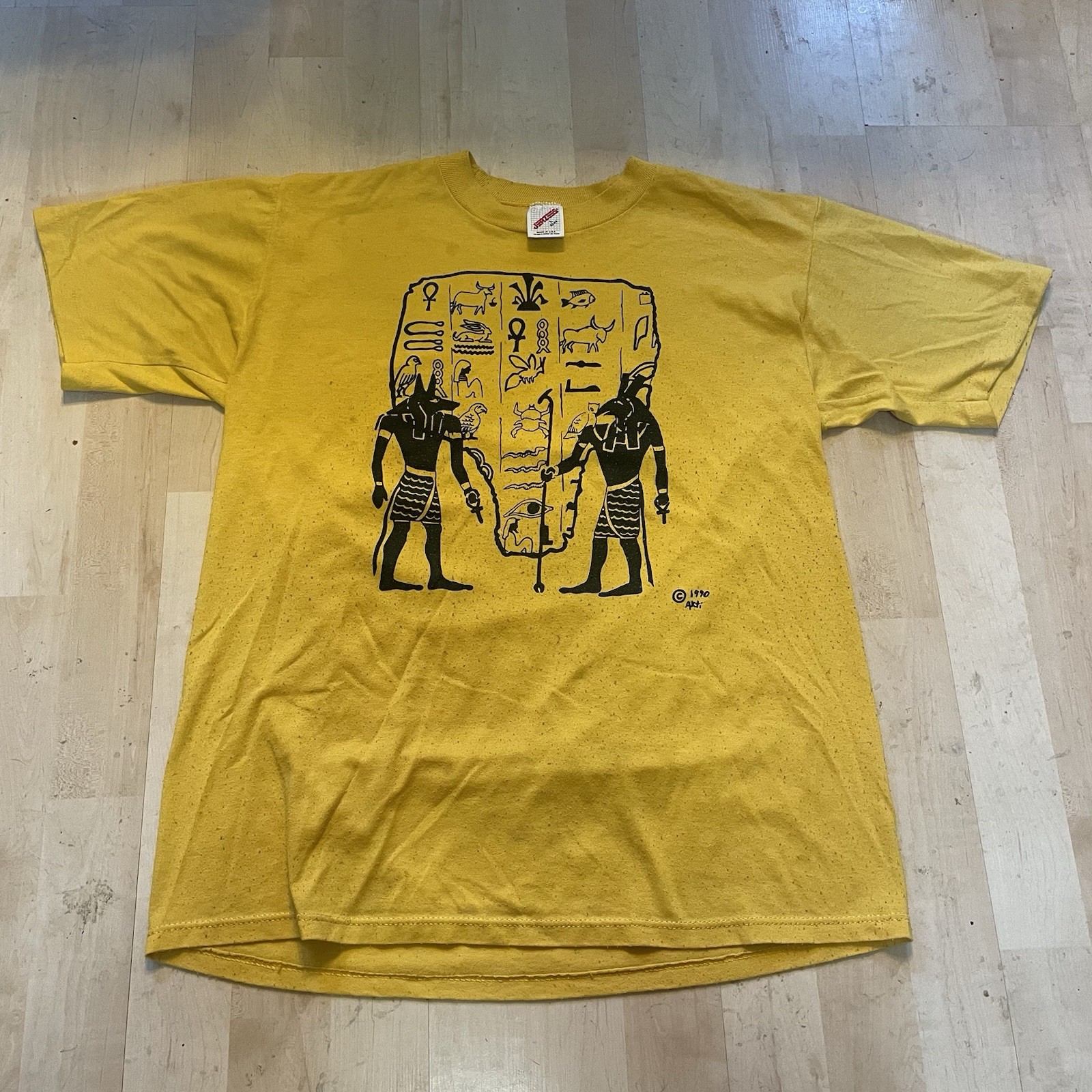 vintage Egyptian Hieroglyphics Single Stitch Tshirt 90s Retro Art Egypt Sz L