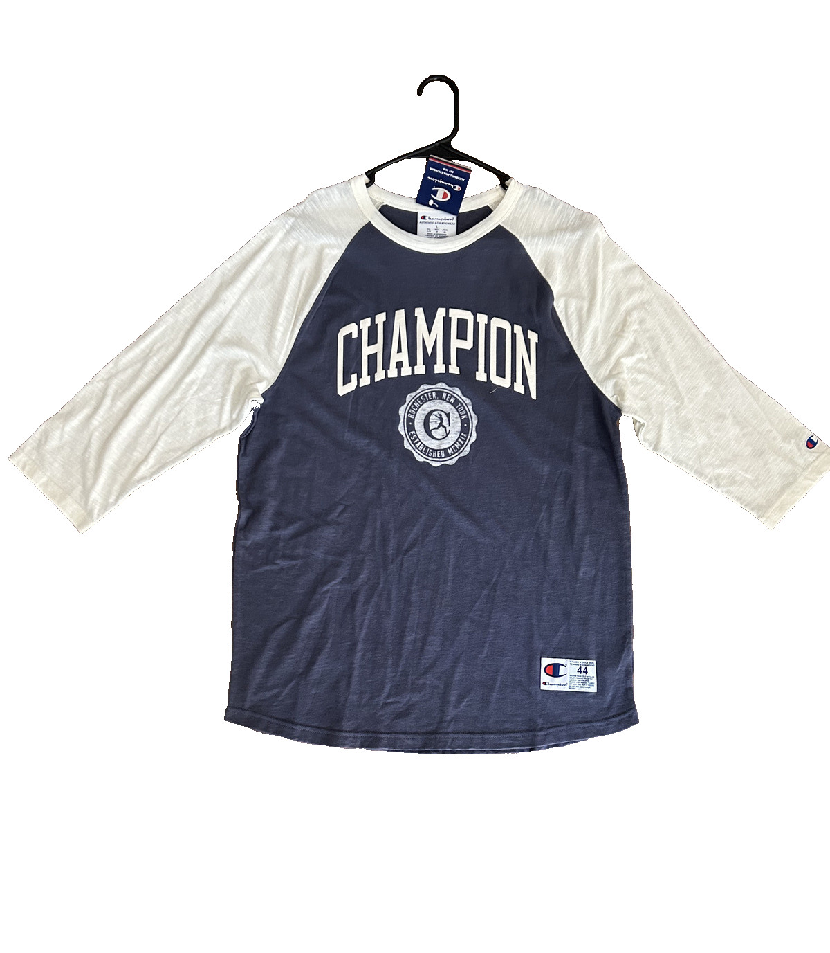Mens Champion Anchor Slate Rochester Long Sleeve Slub Shirt Blue Size Large