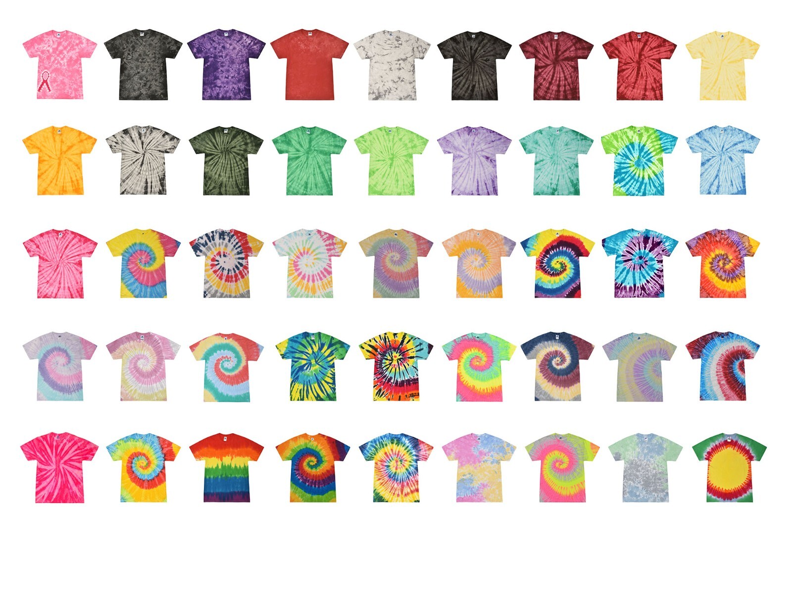 Tie Dye T-Shirts Multi-Color Adult Size 2XL XXL Cotton Colortone