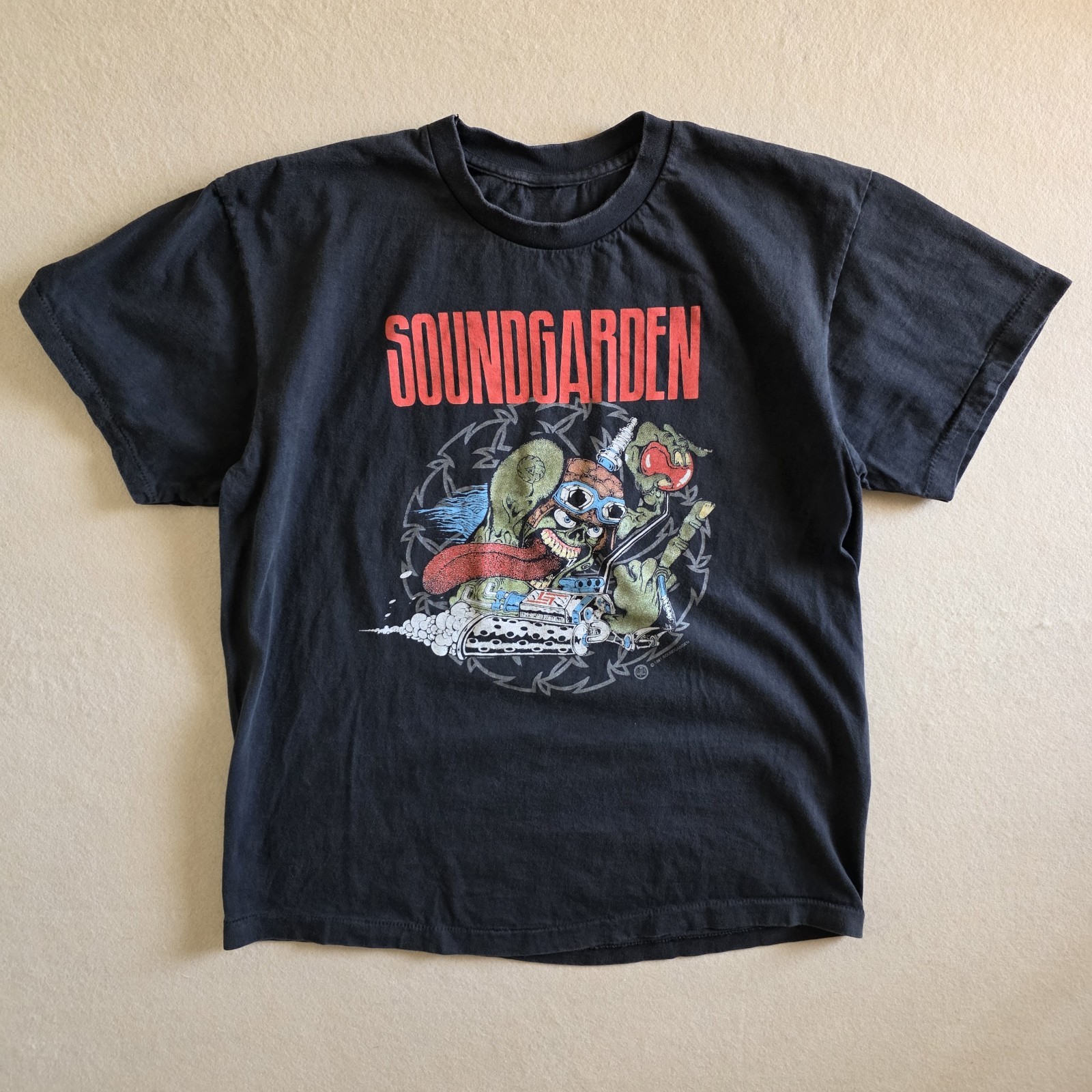 Soundgarden Badmotorfinger 1991 Tour Print Tshirt Faded Black L