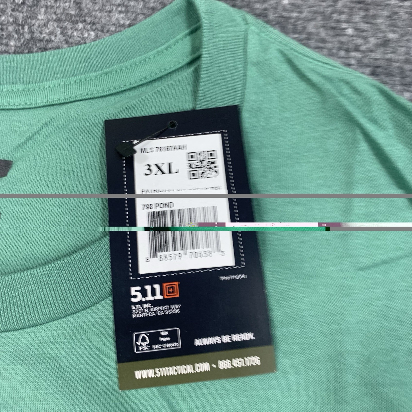 5.11 Tactical Shirt Mens 3XL Green Graphic Print Long Sleeve Crew Neck NWT