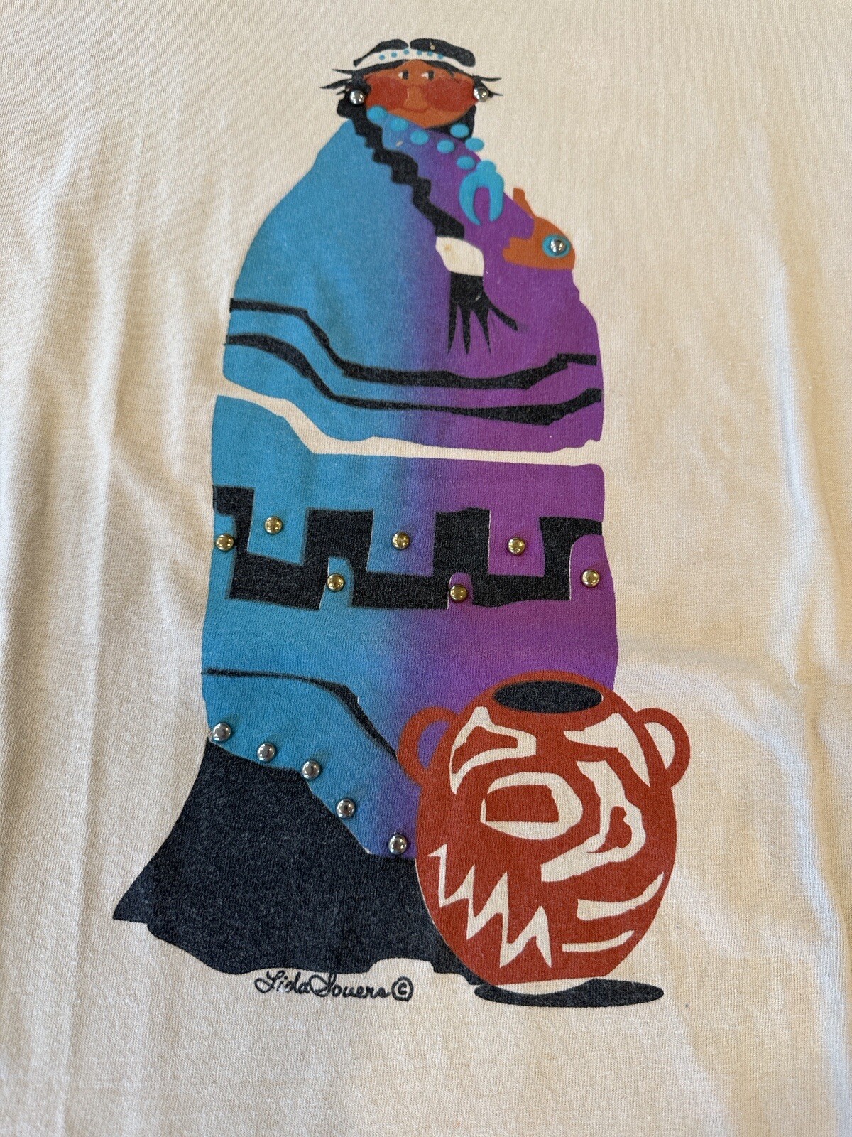 Vintage Lida Souers Native American T Shirt Medium Art Made In USA
