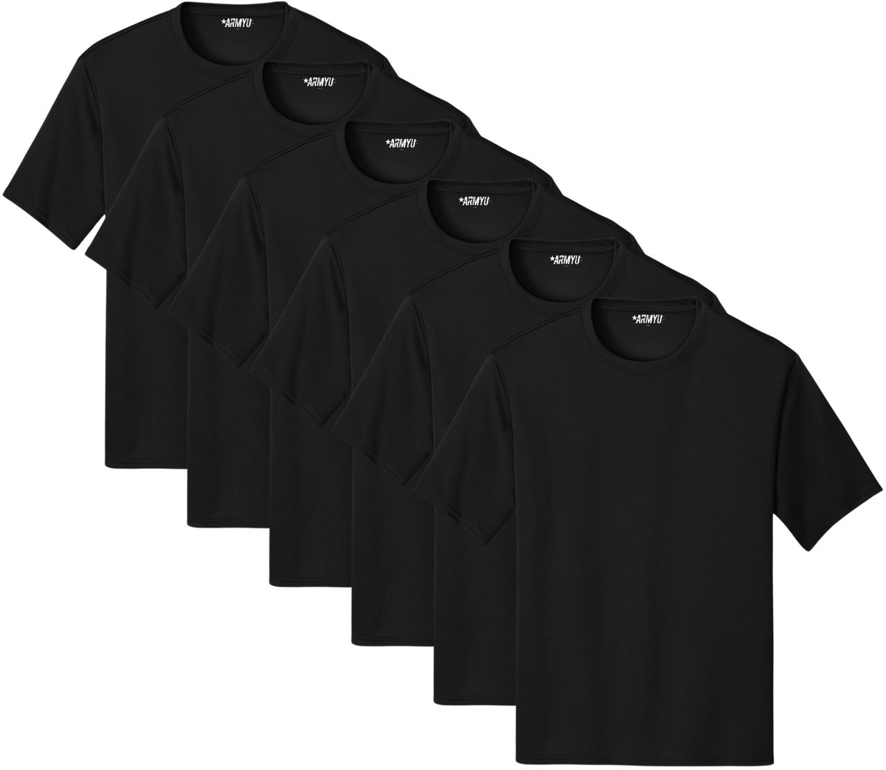 Solid Performance Military T-Shirts 100% Polyester Moisture Wicking Tee, 6-Pack