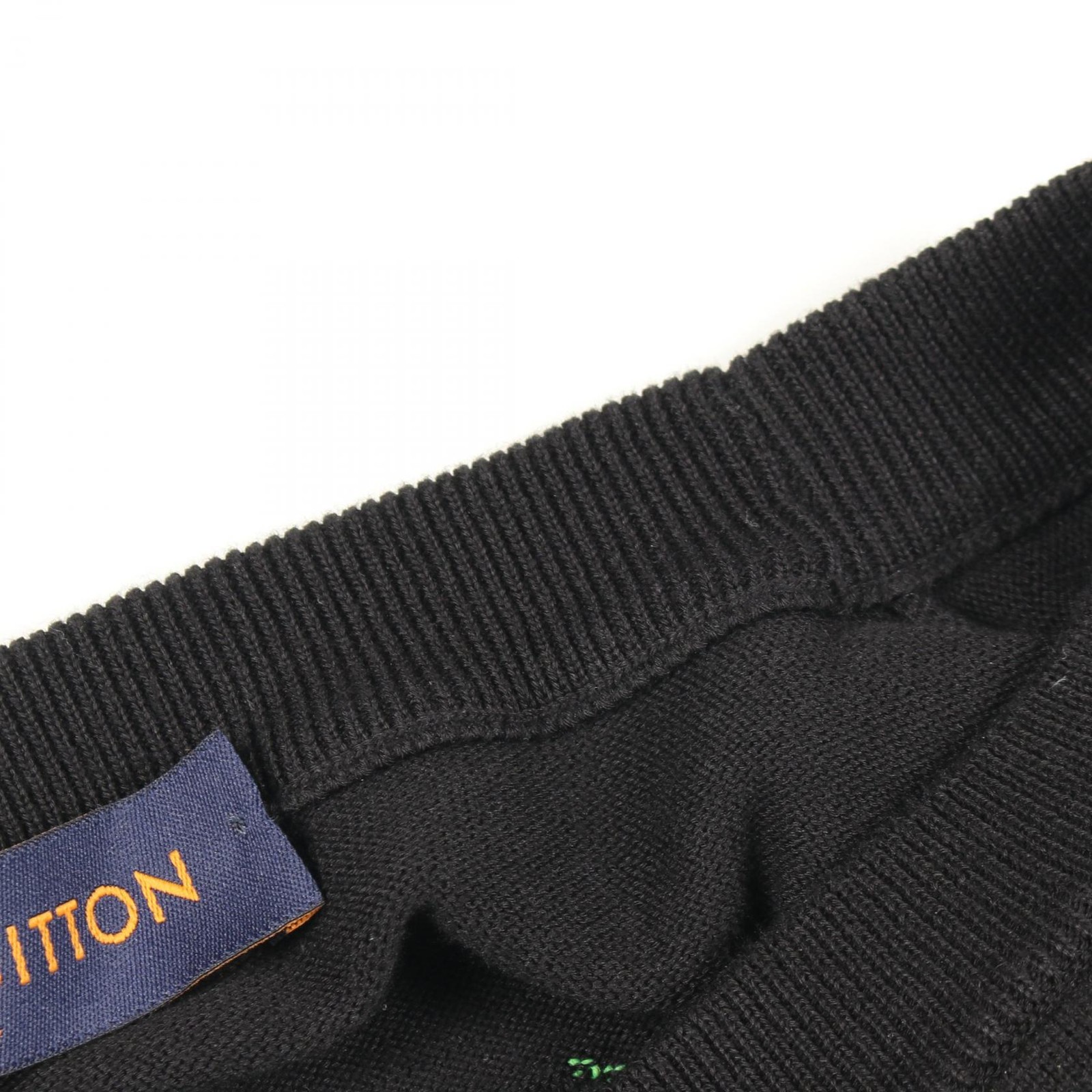LOUIS VUITTON Graphic Knitwear T-shirts cotton Nylon Black Green Used mens #L
