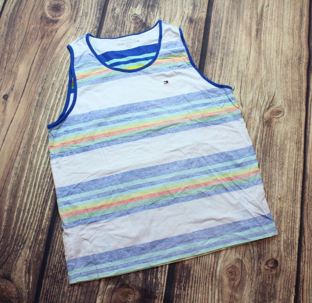 TOMMY HILFIGER ~INSIDE-OUT~ STRIPED ~FLAG LOGO~ TANK TOP ~L~ basic/patta/kith/og