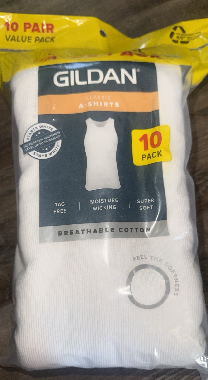 Gildan ~ Men’s 10-Pack Tanks Tops A-Shirt Undershirts 100% Cotton White ~ M