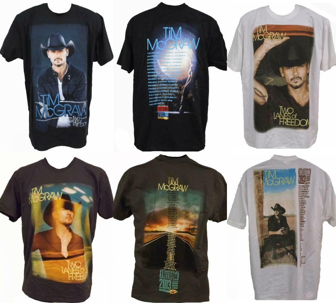 Tim McGraw Mens Sizes S-M-L-XL-2XL 2013 Two Lanes of Freedom Tour Concert Shirt