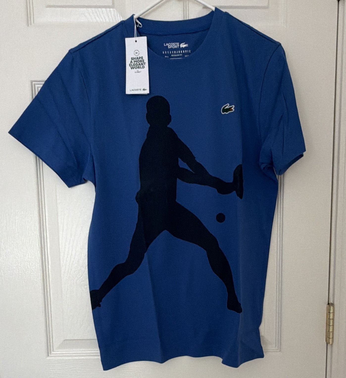 Lacoste Sport Novak Djokovic Men’s M Blue Crew Neck Graphic Logo Tee