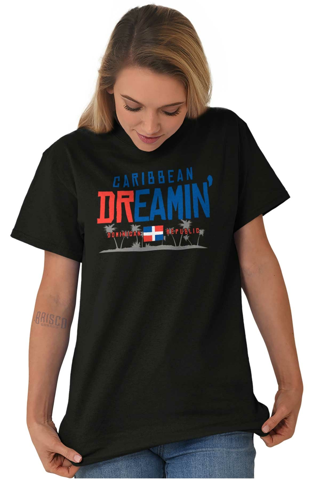 Dominican Republic Flag Colors Caribbean Womens or Mens Crewneck T Shirt Tee
