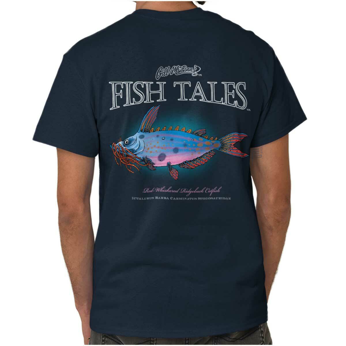 Gill McFinns Funny Catfish Outdoor Fishing Womens or Mens Crewneck T Shirt Tee