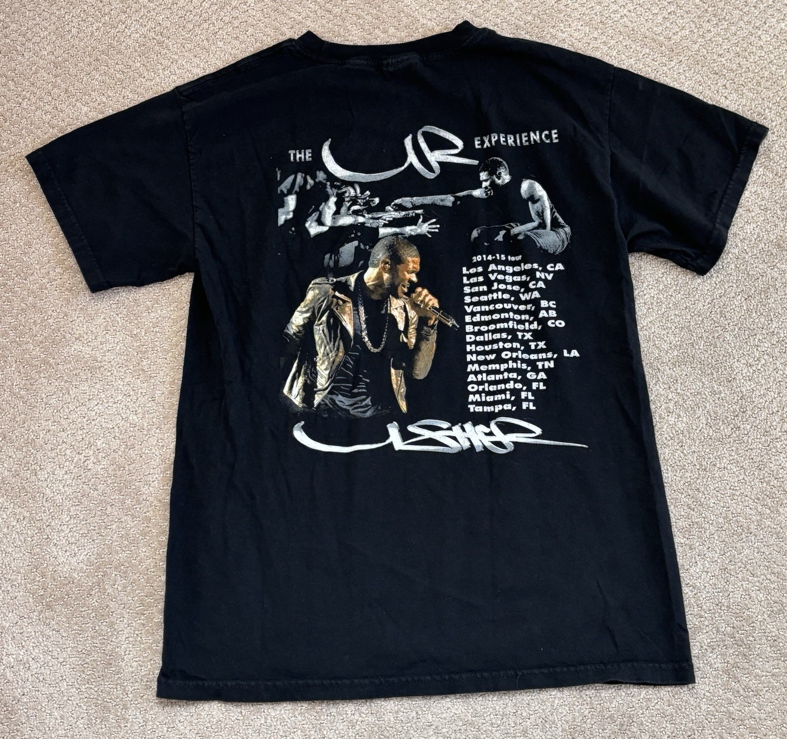 Usher The UR Experience 2014 Tour Black 2-sided Graphic T-Shirt Men’s M