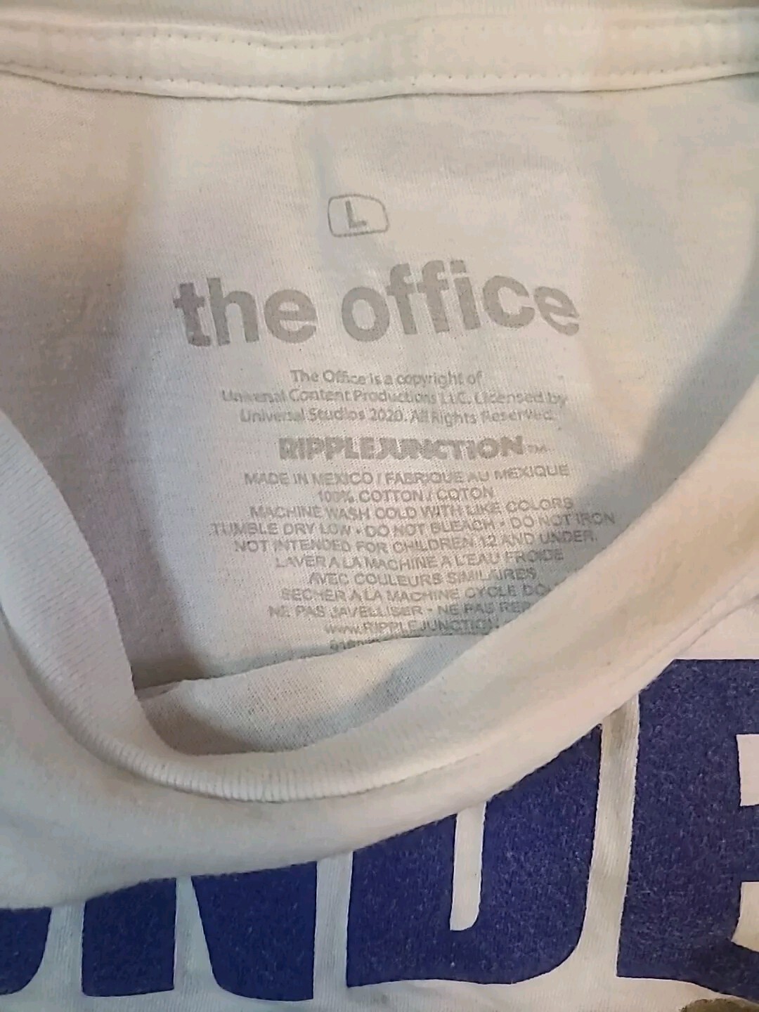 Office Shirt Large White Dunder Mifflin Tee Dwight Schrute Michael Casual