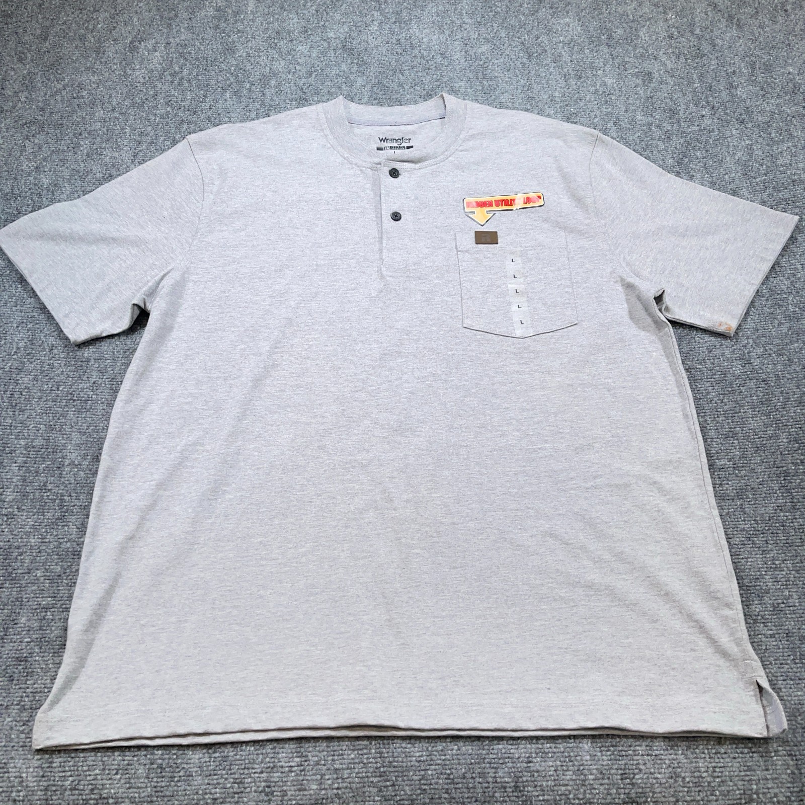 Wrangler Riggs Workwear Shirt Mens L Gray Henley Pocket Utility Loop NEW