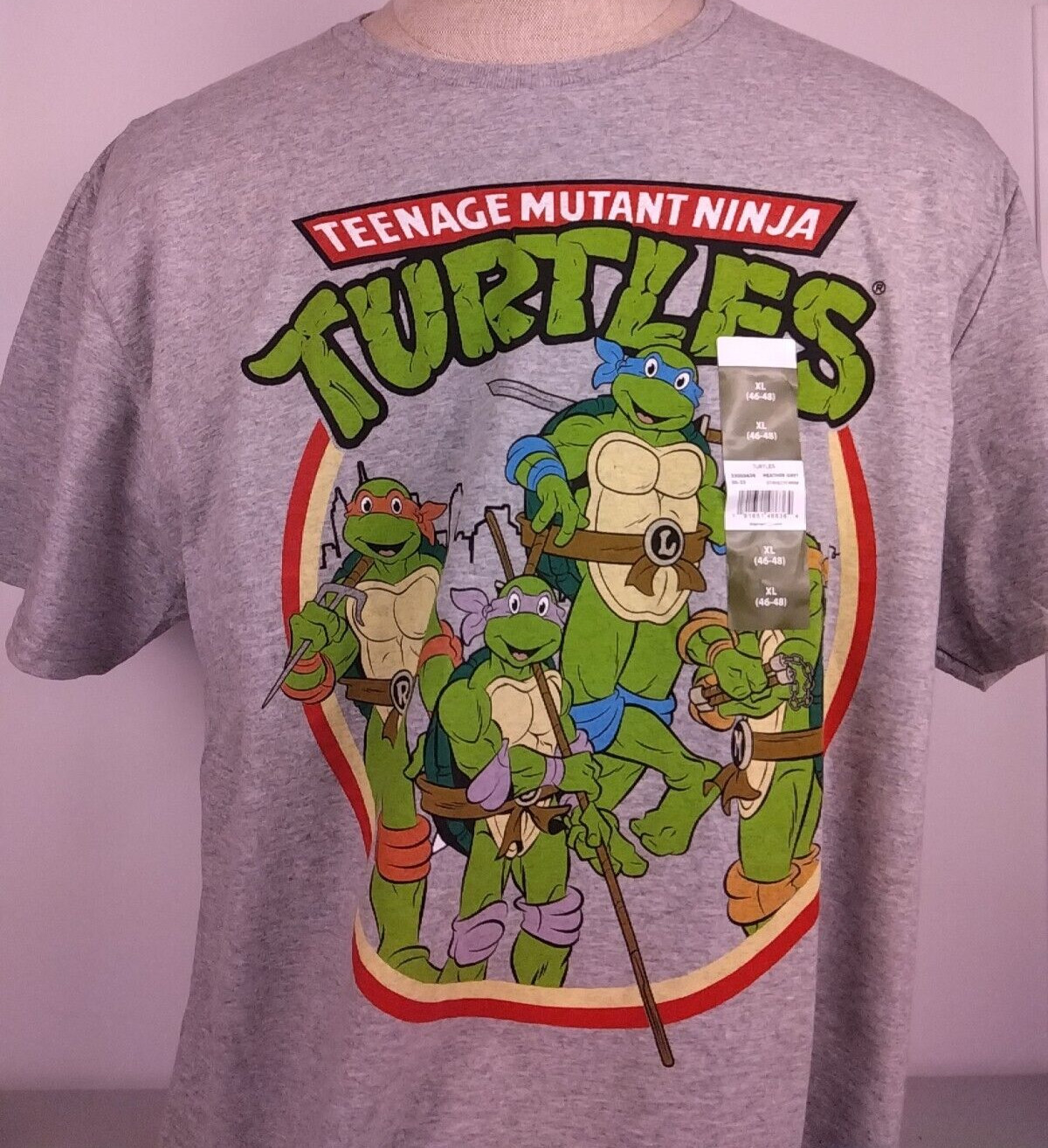 Teenage Mutant Ninja Turtles SS Gray Cotton Graphic Print T Shirt Size XL – New