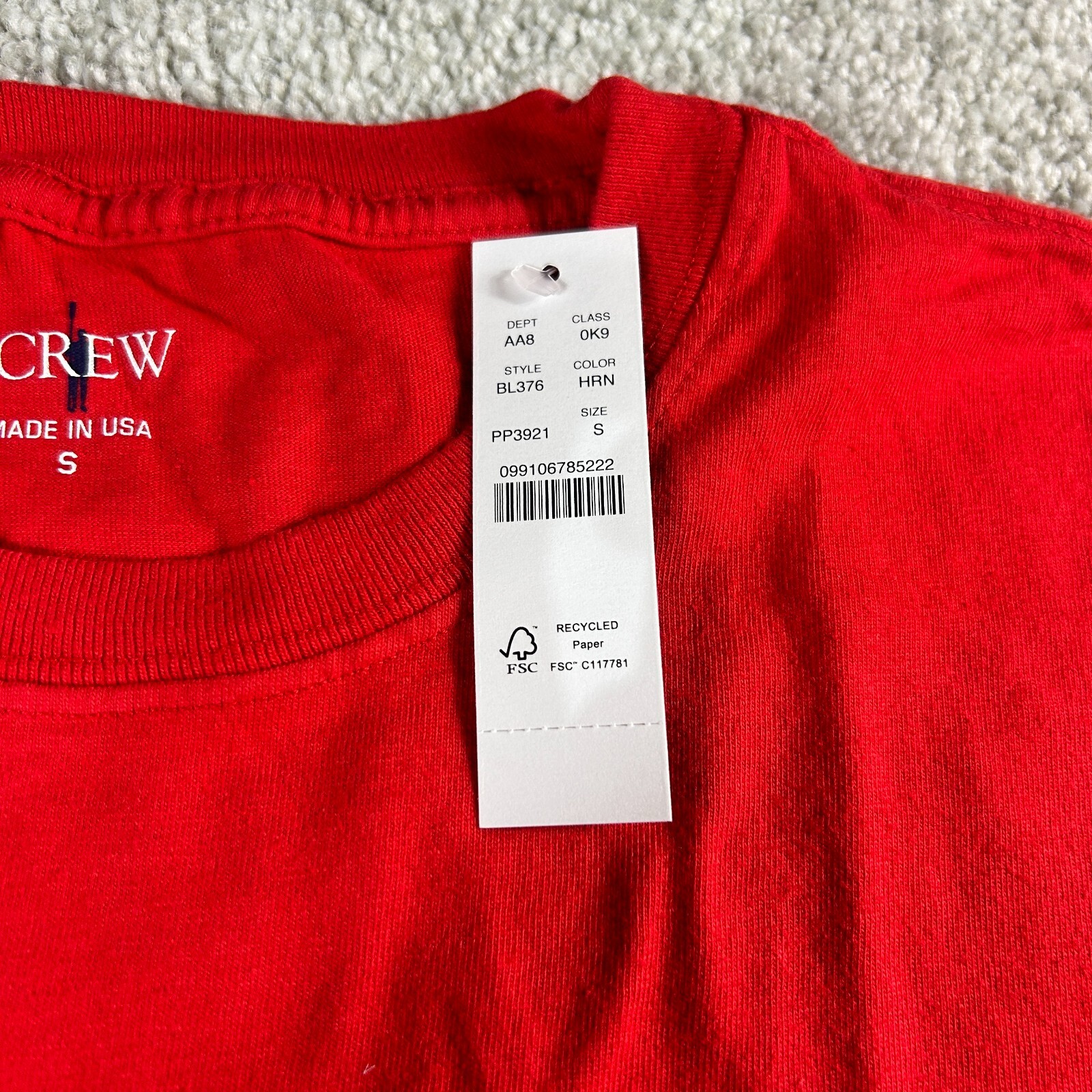 J.Crew Men’s Graphic Tee Shirt “NY Crew” Red Size Small Made In USA NWT $49.50