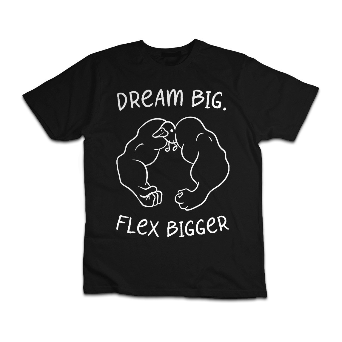 Dream Big Flex Bigger T-Shirt Funny Gym Workout Bodybuilding Tee