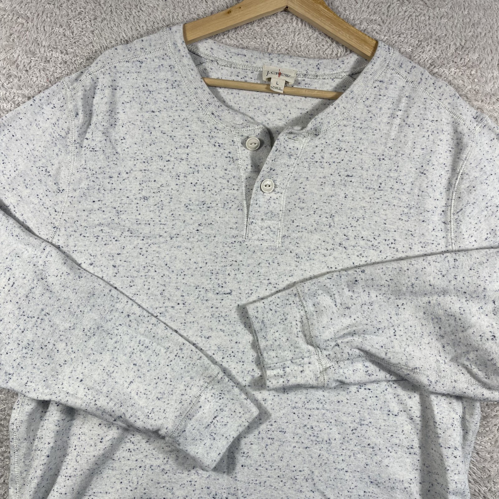 J. Crew Shirt Mens Large Gray Oarsman Heritage Brushed Rib Knit Henley Vintage