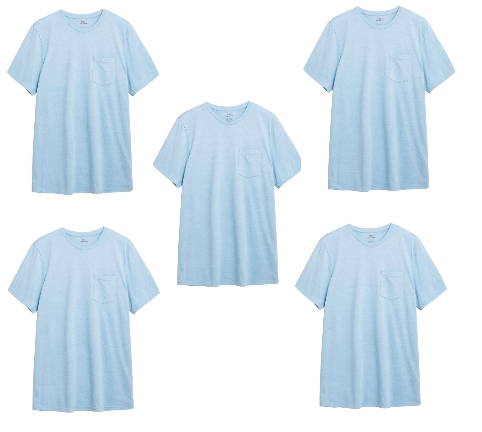 M&S Mens Pure Cotton 1, 3, 5 Pack Textured T-Shirt Top Summer ~ M L XL XXL XXXL