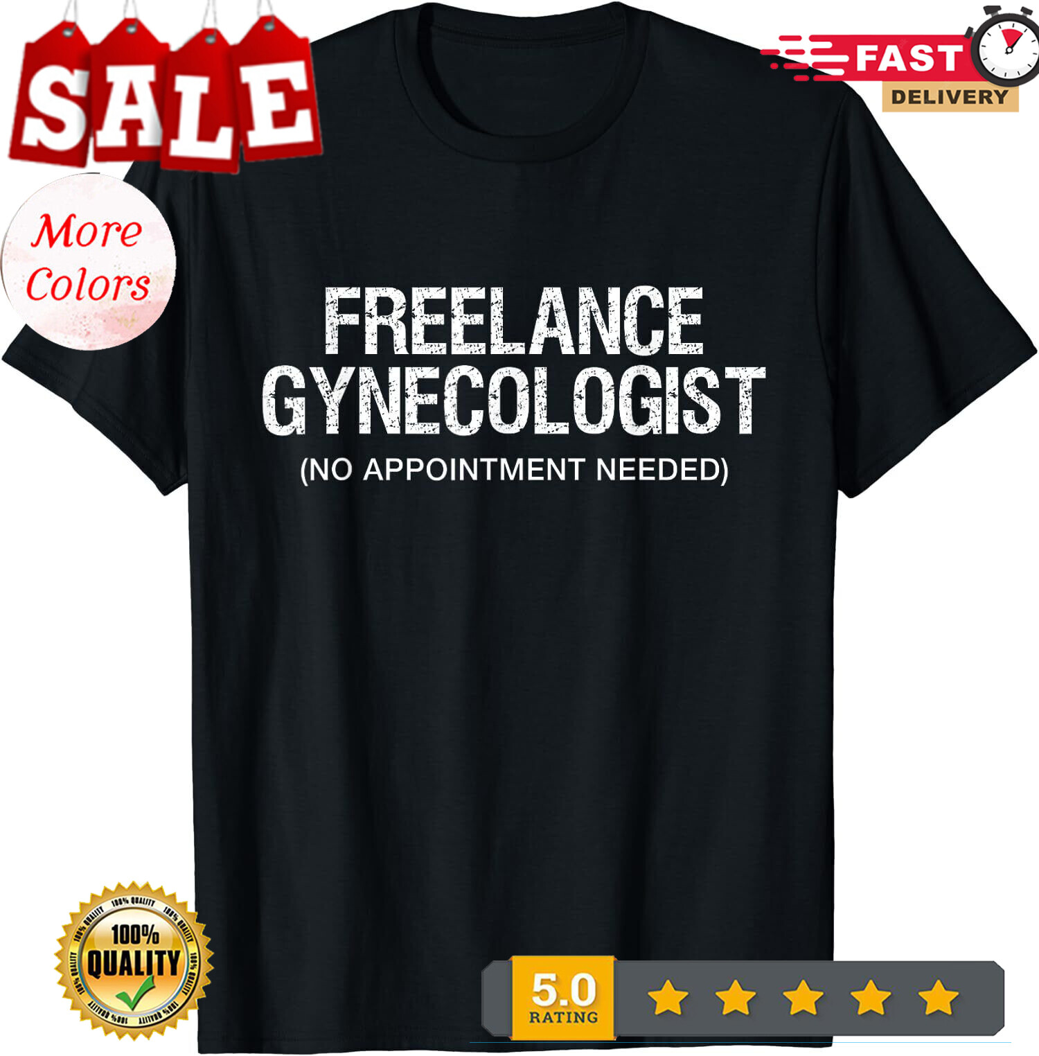 2025/NEW! Funny Adult Humor Freelance Gynecologist GYNO T-Shirt.