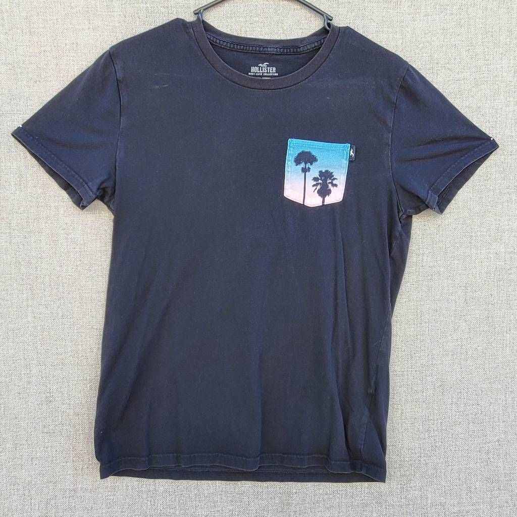 Hollister Mens Graphic T-Shirt Black Pocket Palm Trees Must Have Collection S
