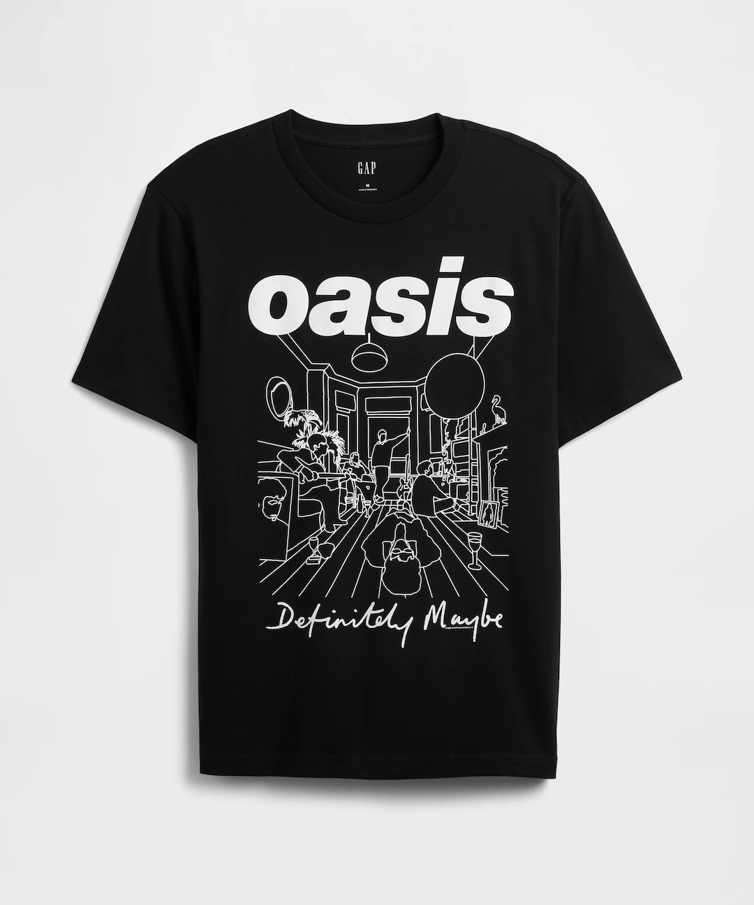 New Oasis Definitely Maybe Mens Medium Black Cotton Alt Rock Front And Back Tee