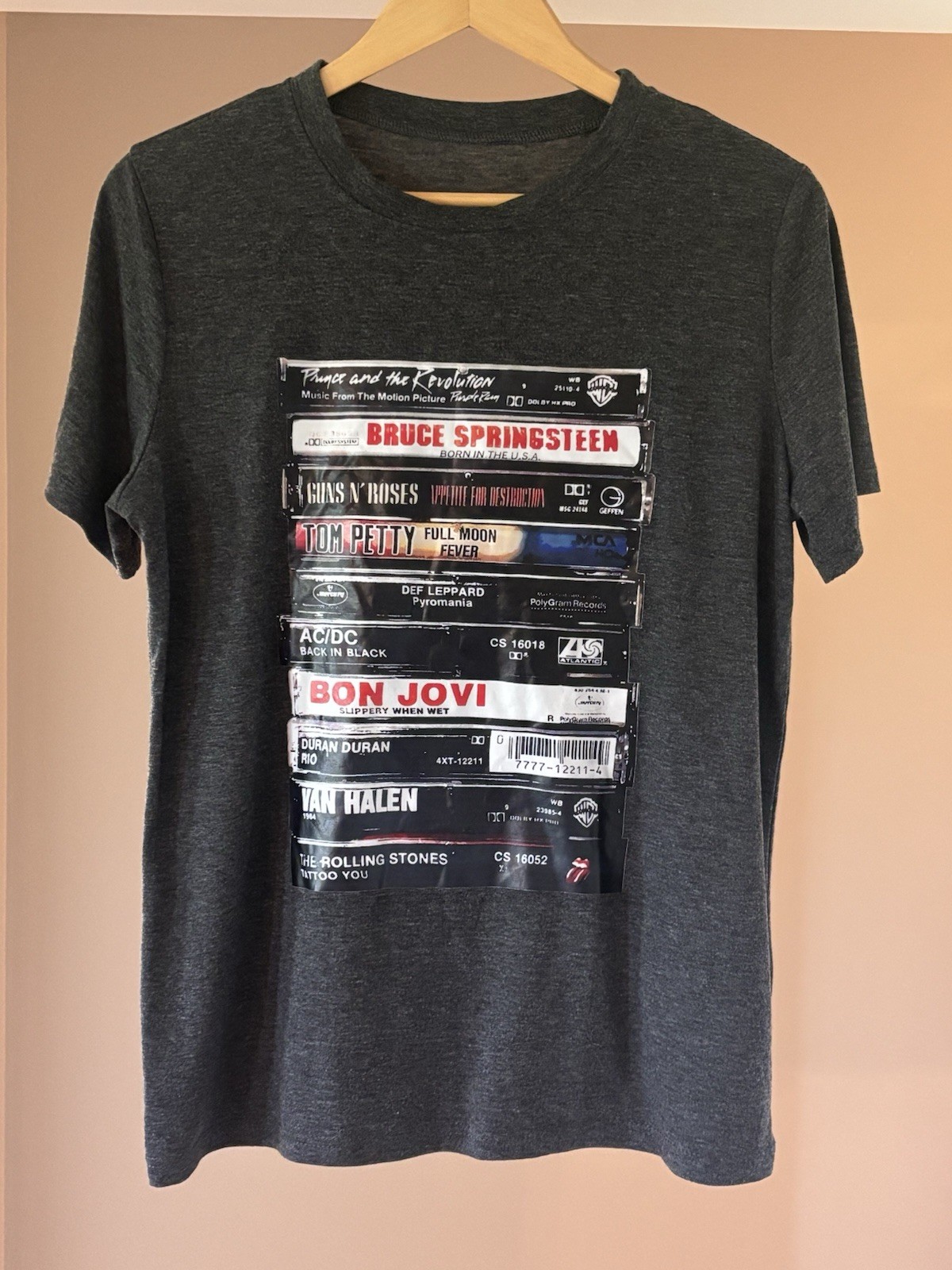 Old School Playlist Classic Rock Retro 80s 90s Cassette Tape Music T-Shirt Large