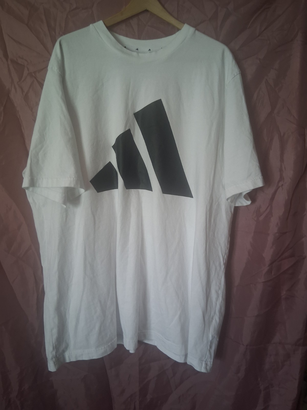 adidas Men’s Big & Tall White Solid Crew Neck Logo T-Shirt Short Sleeve 3XLT