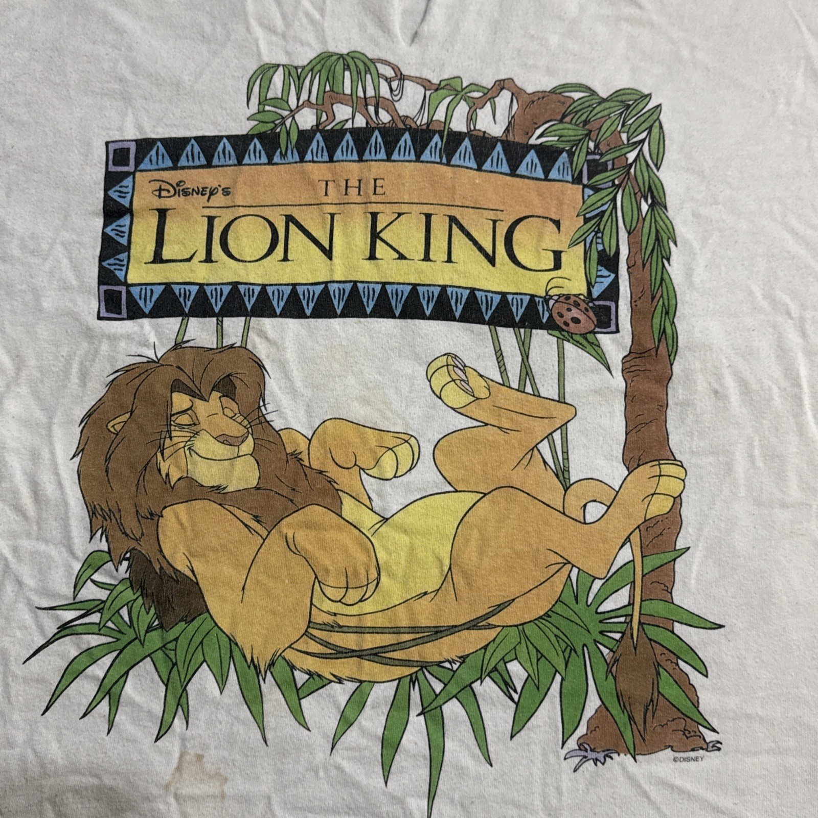 Vintage 90s Disney The Lion King Promo Simba T-shirt Single Stitch Sz XL Chopped